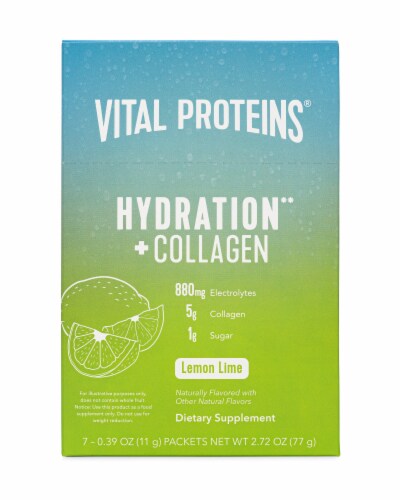 Vital Proteins Lemon Lime Hydration + Collagen Supplement Packets Perspective: front