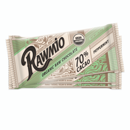 Rawmio Essentials Dark Chocolate Mint Bars Perspective: front