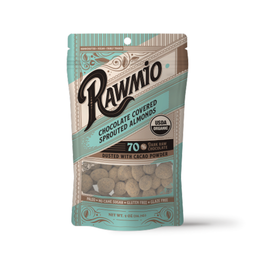 Rawmio Organic Chocolate Covered Sprouted Almonds Perspective: front