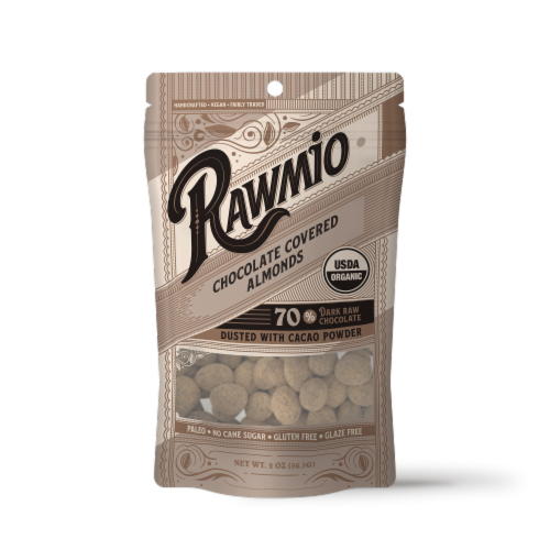 Rawmio Organic Chocolate Covered Almonds Perspective: front