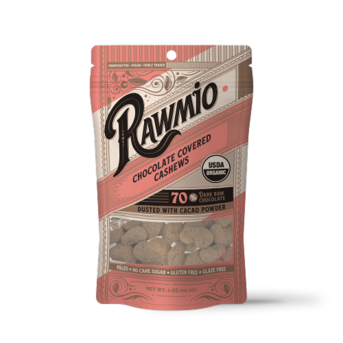 Rawmio Organic Chocolate Covered Cashews Perspective: front