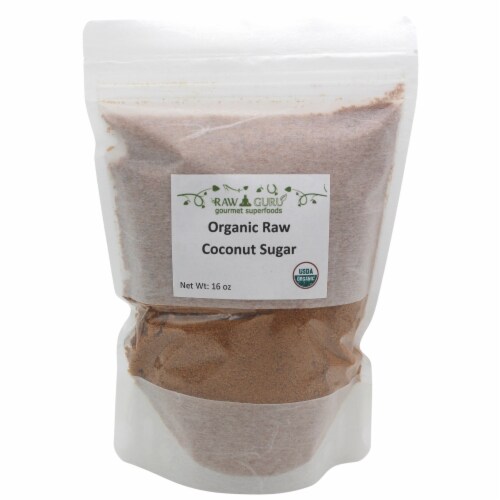 Raw Guru Organic Raw Coconut Sugar Perspective: front