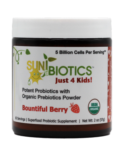 Sunbiotics Just 4 Kids Bountiful Berry Potent Probiotics with Organic Prebiotics Powder Perspective: front