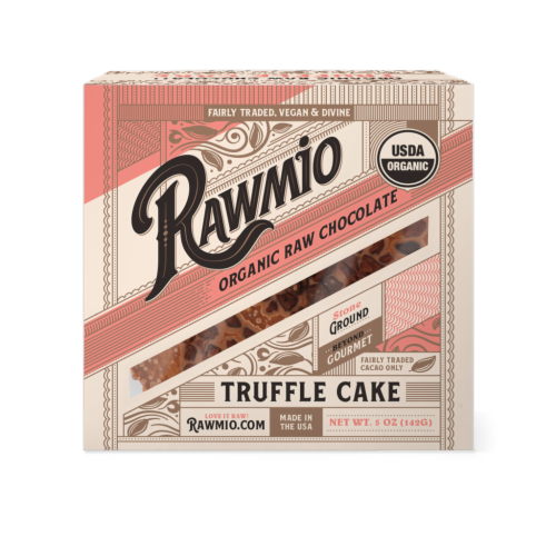 Rawmio Organic Raw Chocolate Mini Truffle Cake Perspective: front