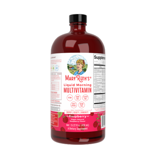 MaryRuth's® Liquid Morning Raspberry Multivitamin Perspective: front