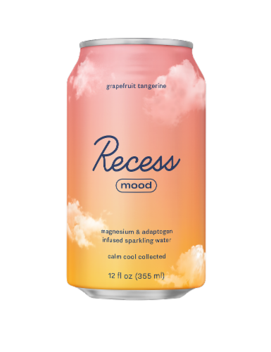 Recess Mood Grapefruit Tangerine Magnesium and Adaptogen Infused Sparkling Water Can Perspective: front