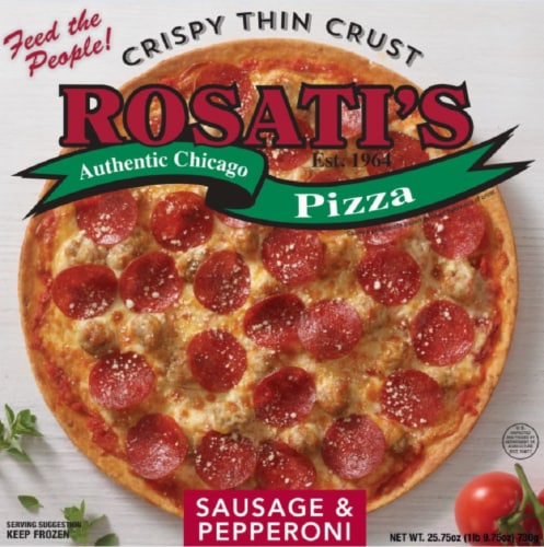 Rosati's Thin Crust Sausage and Pepperoni Pizza Perspective: front