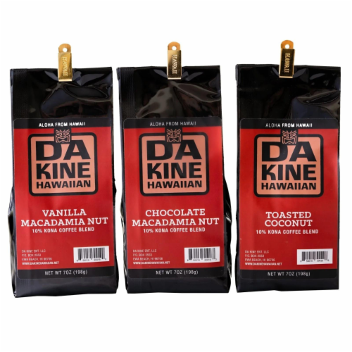 Da Kine Hawaiian 10% Kona Coffee Blend 3-Pack Perspective: front