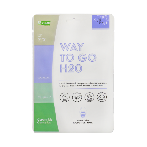 SoloVegan Way to Go H20 Facial Sheet Mask Perspective: front