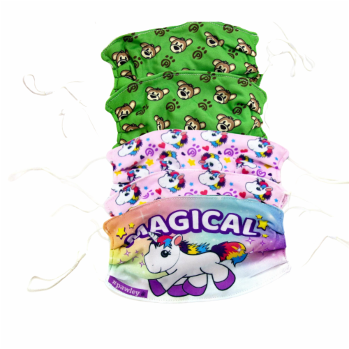Plushible 2 Pawley Teddy Bear + 2 Poppy the Unicorn + 1 'Magical' Cloth Mask Bundle Perspective: front