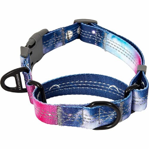 Leashboss Patterned Fabric Martingale Collar Purple Pink Space Medium Medium Kroger
