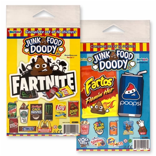 BravoNavo Junk Food Doody 10 Pack Parody Stickers Series 2 Perspective: front