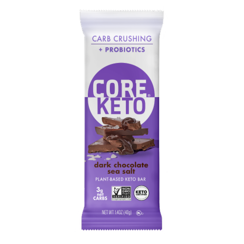 CORE Foods Dark Chocolate Sea Salt Keto Nutrition Bars Perspective: front