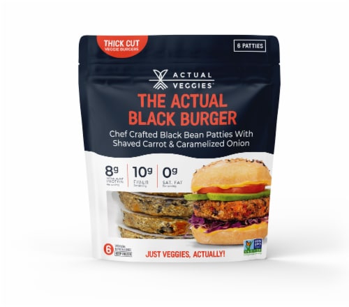 Actual Veggies the Actual Black Bean Veggie Burger Perspective: front