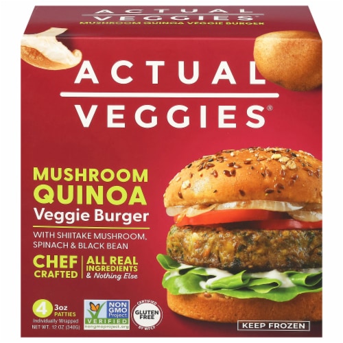 Actual Veggies® Mushroom Quinoa Veggie Burgers Perspective: front