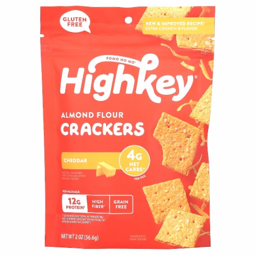 HighKey® Gluten Free Cheddar Almond Flour Crackers Perspective: front