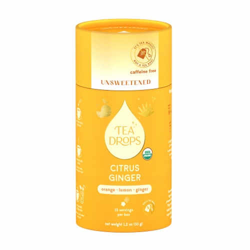 Tea Drops® Organic Unsweetened Caffeine Free Citrus Ginger Tea Perspective: front