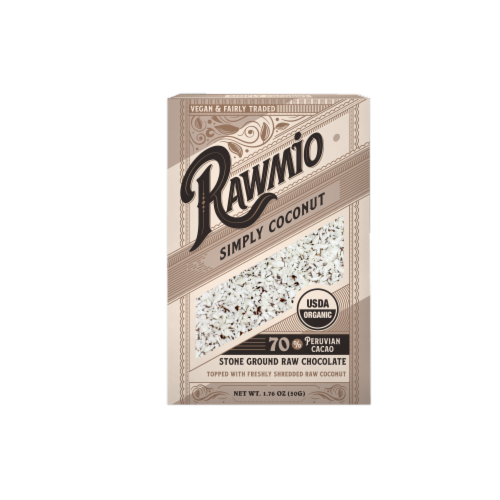 Rawmio Simply Coconut Raw Chocolate Bar Perspective: front