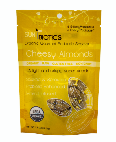 Sunbiotics Organic Gourmet Probiotic Cheesy Almonds Perspective: front