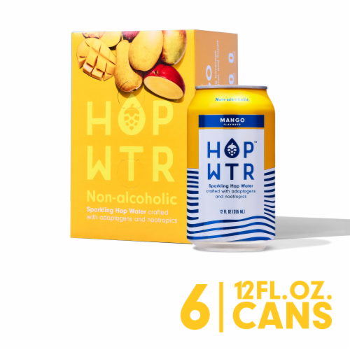 HOP WTR™ Non-Alcholic Mango Sparkling Water Perspective: front