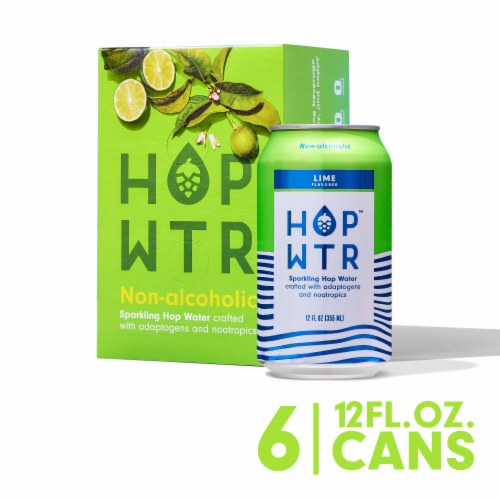 HOP WTR™ Lime Non-Alcoholic Sparkling Hop Water Perspective: front