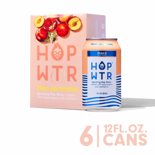 HOP WTR™ Peach Non-Alcoholic Sparkling Hop Water Perspective: front