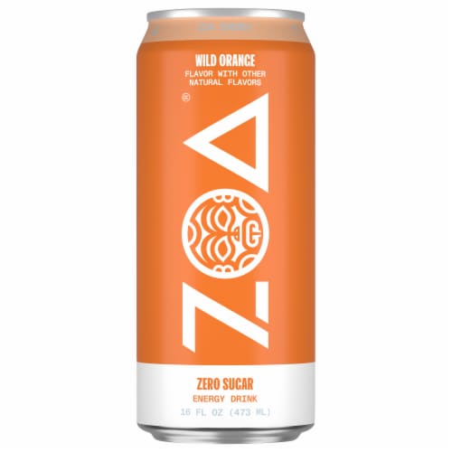 ZOA® Zero Sugar Wild Orange Energy Drink Can Perspective: front