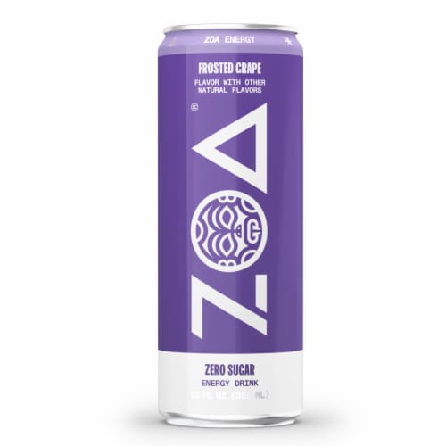 ZOA® Zero Sugar Frosted Grape Energy Drink Single Can Perspective: front