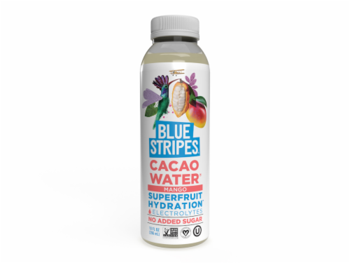 Blue Stripes® Mango Flavor Cacao Water Perspective: front