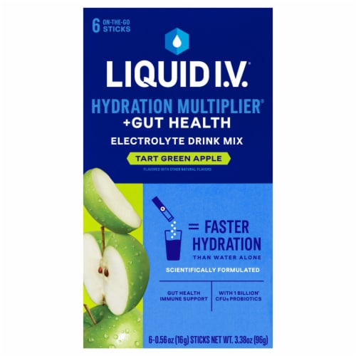 Liquid I.V.® Tart Green Apple Powdered Probiotic Kombucha Drink Mix Perspective: front