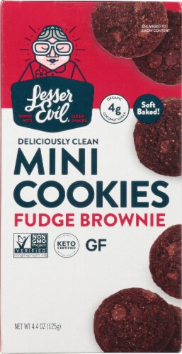 LesserEvil Fudge Brownie Mini Cookies Perspective: front
