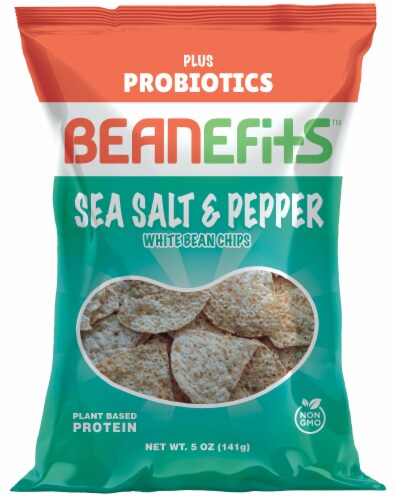 Beanefits™ Plus Probiotics Sea Salt and Pepper White Bean Chips Perspective: front