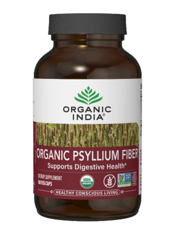 Organic India® Organic Psyllium Fiber Dietary Supplement Capsules Perspective: front