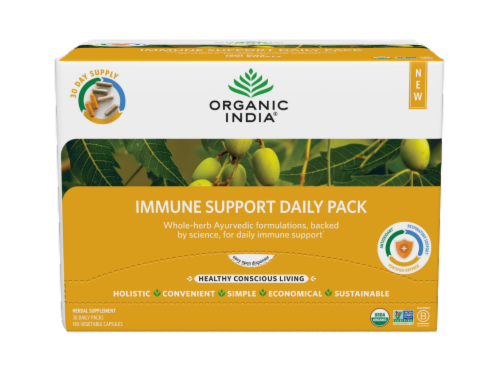 Organic India® Immune Support Daily Pack Vegetable Capsules Perspective: front