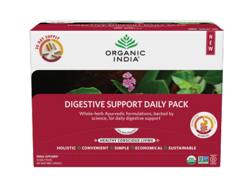 Organic India® Digestive Support Daily Pack Vegetable Capsules Perspective: front
