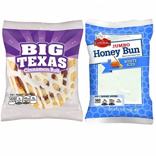 Tribeca Curations | Cloverhill Jumbo White Iced Honey Bun & Big Texas Cinnamon Roll Combo | 1 Perspective: front