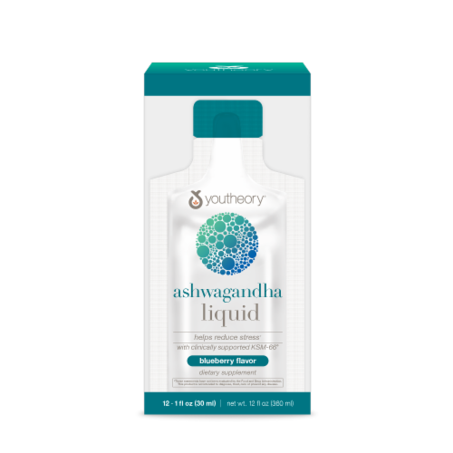 Youtheory Blueberry Ashwagandha Liquid Box Perspective: front