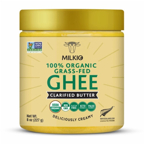 MILKIO 100% Organic Grass Fed Ghee Clarified Butter 8 Oz, 1