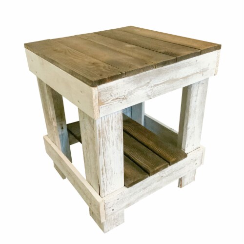 del Hutson Designs Reclaimed Barnwood Farmhouse Rustic End Table