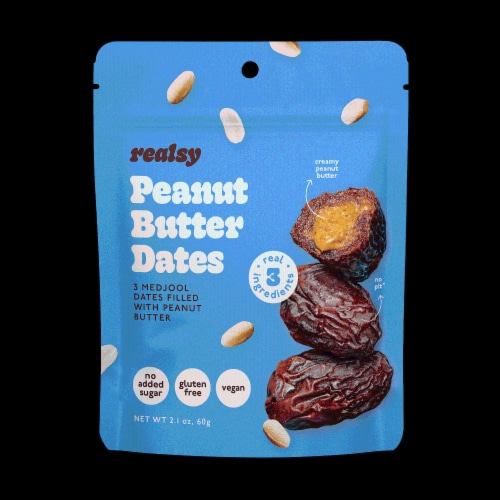 Realsy Peanut Butter Filled Dates Snack Pack Perspective: front