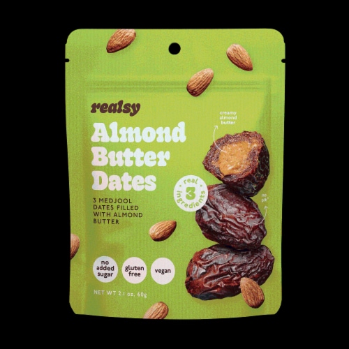 Realsy Almond Butter Filled Date Snack Pack Perspective: front