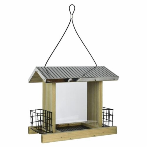 Wild Wings Galvanized Weathered Hopper Feeder Perspective: front