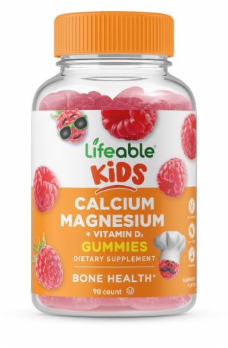 Lifeable® Calcium Magnesium and Vitamin D Gummies - Bones, Muscles and Nerves - Perspective: front