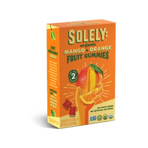 Solely® Organic Mango & Orange Whole Fruit Gummies Perspective: front