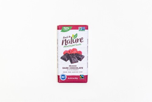 Back to Nature Organic Belgian Dark Chocolate with Raspberry Candy Bar Perspective: front