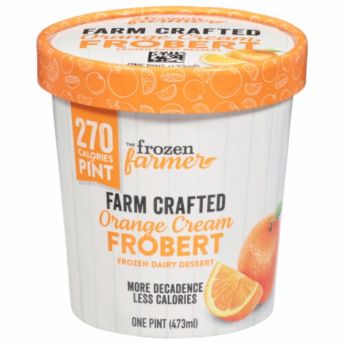 The Frozen Farmer Orange Cream Frobert Frozen Dairy Dessert Pint Perspective: front
