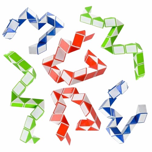 Neliblu 6 Pack Fidget Snake Cube Twist Puzzles Toys for Kids Perspective: front