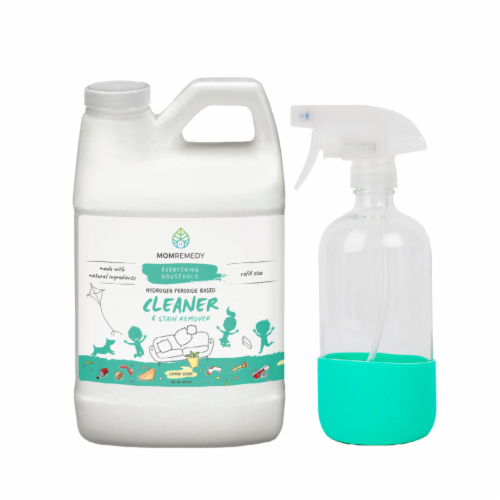MomRemedy Everything Household Liquid Refill Cleaner & Stain Remover + Glass Spray Bottle Combo Pack Perspective: front