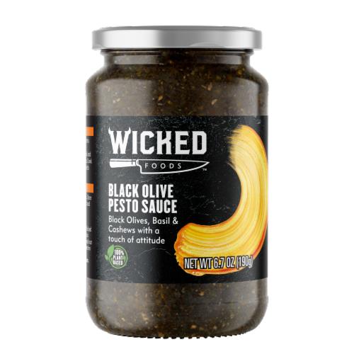 Wicked Foods Black Olive Pesto Sauce Perspective: front