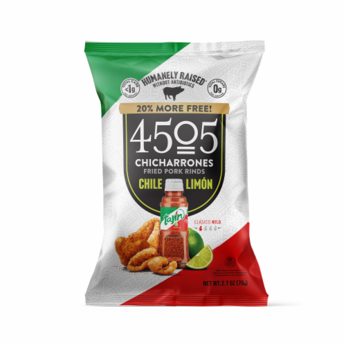 4505 Tajin Chile Limon Chicharrones Fried Pork Rinds Perspective: front